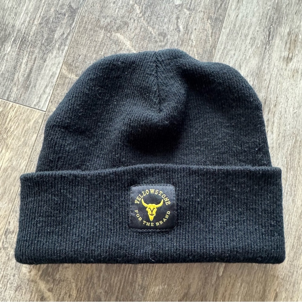 Yellowstone Black Beanie with Yellow Logo
